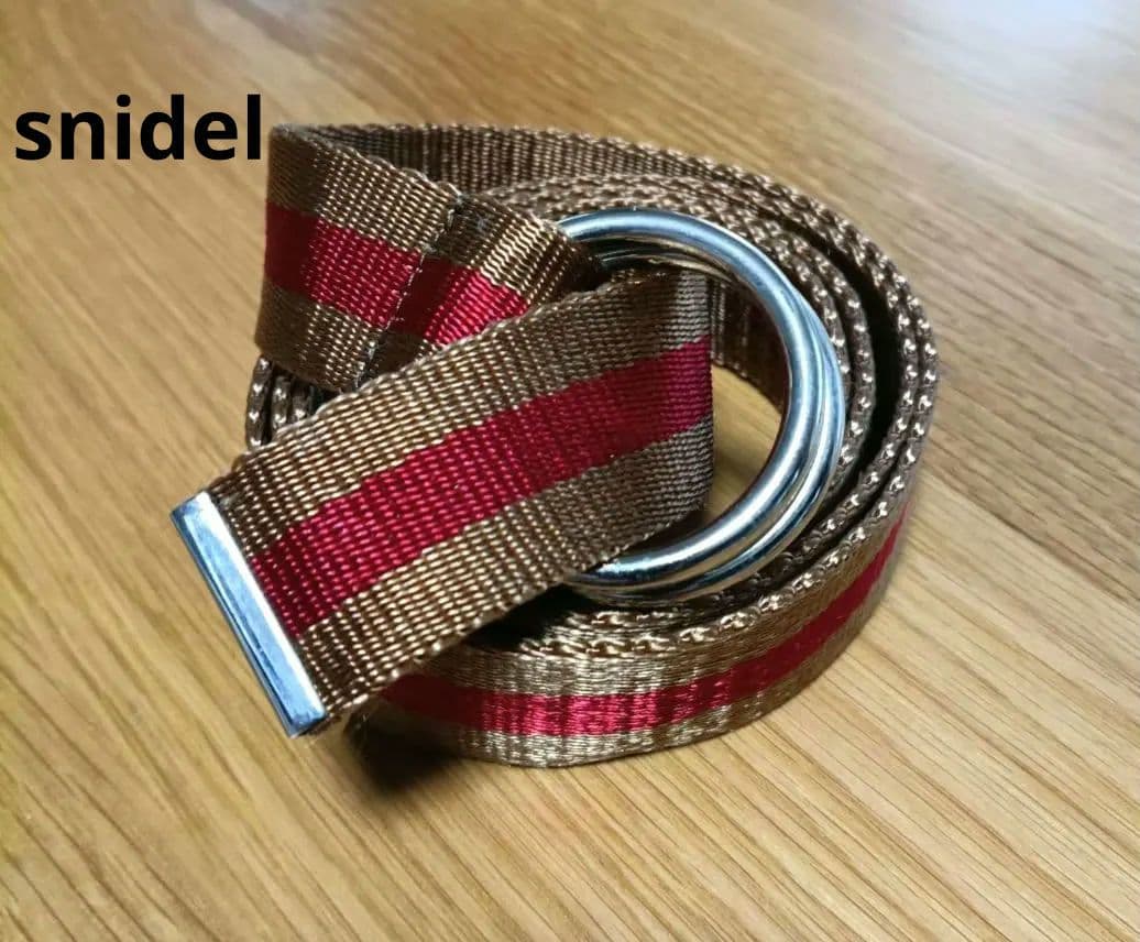 Women's Brown and Red Stripe Belt Casual Belt Snidel