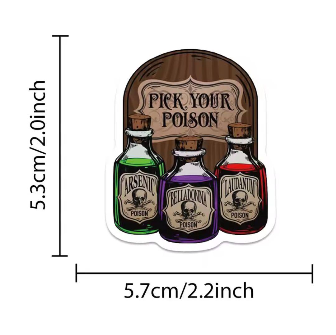 Poison Label Stickers [50 pcs] Skull Potion Poison Bottle Halloween Danger ③