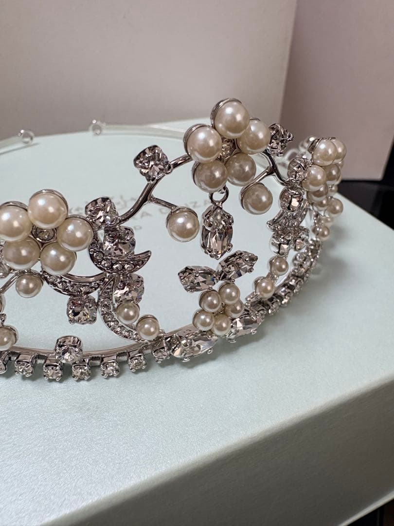 Wedding Tiara with Pearls and Crystals