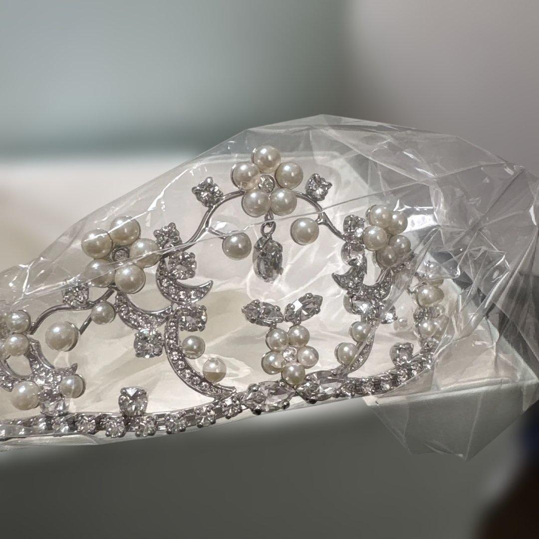 Wedding Tiara with Pearls and Crystals