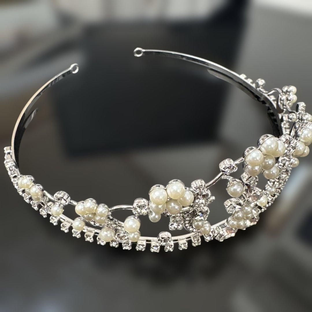 Wedding Tiara with Pearls and Crystals