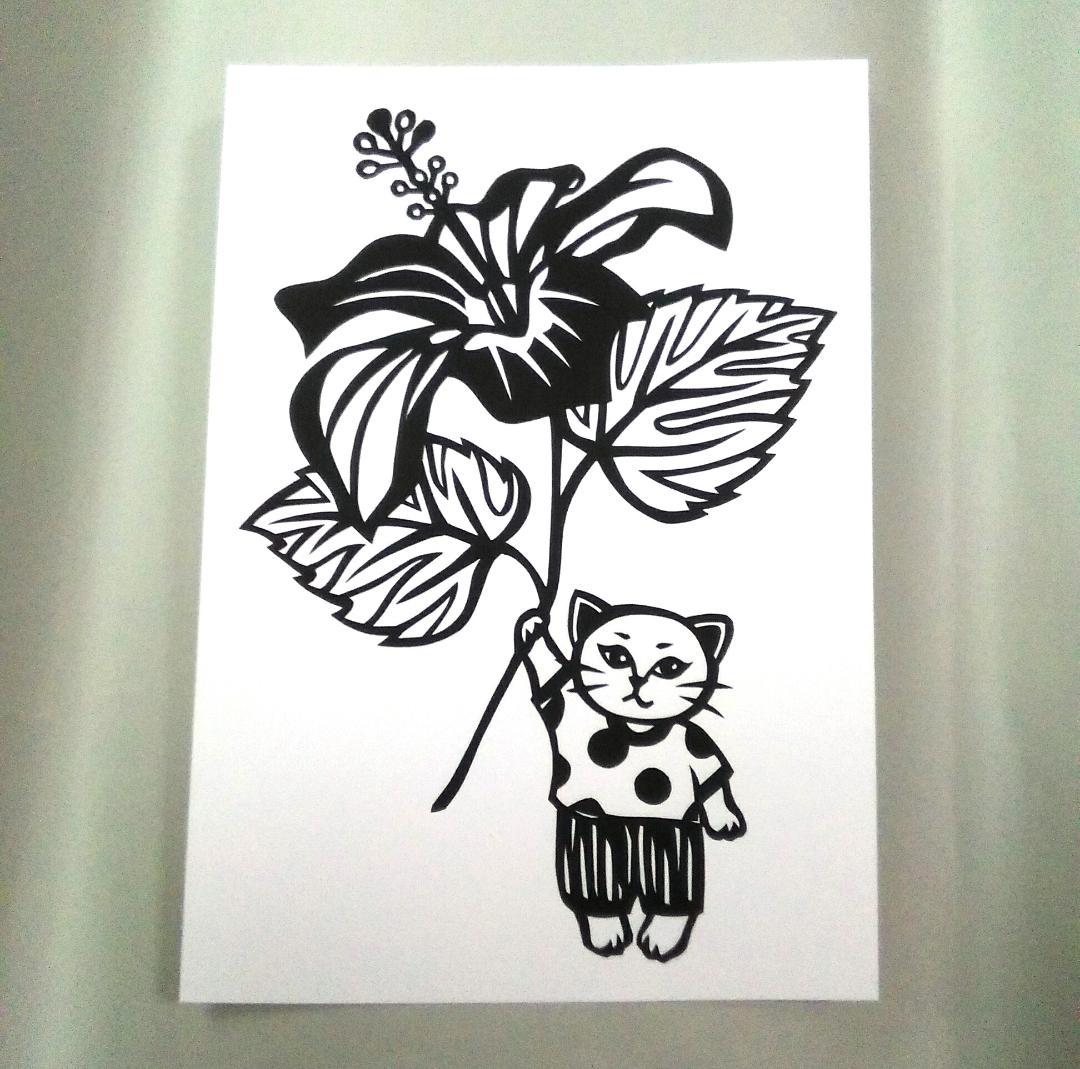 【Paper Cutting】Original Art A5 Size Hibiscus